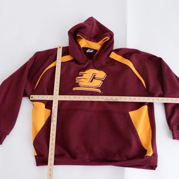 Vintage NCAA Colosseum  Maroon Cent. Michigan Chippewas Lantern Pullover Hoodie - Picture 4 of 13